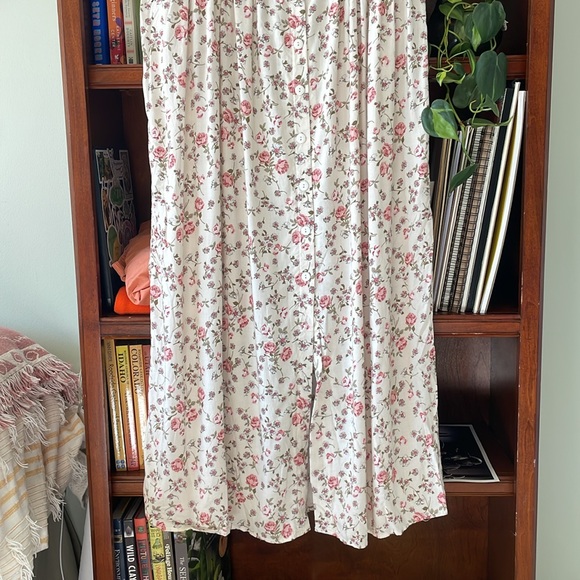 vintage floral maternity babydoll maxi dress button up - Picture 3 of 8